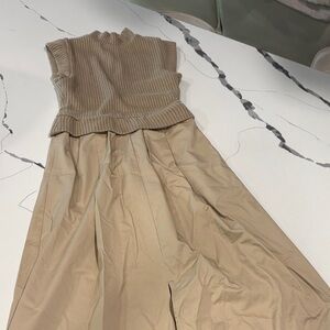 Elegant Tan Sleeveless Dress